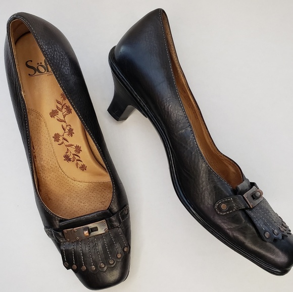 Sofft Shoes - Sofft Black Leather Flap Kitten Heel Pump